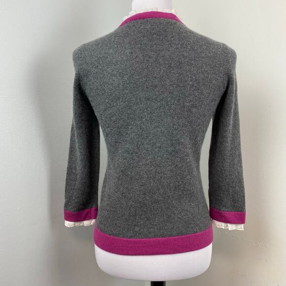 Sutton Grey & Magenta Fitted 100% Cashmere Cardigan Small EUC - Picture 5 of 8